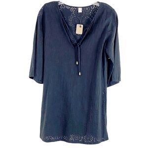 Tropical Escape Black Tunic Top Size Small HSH